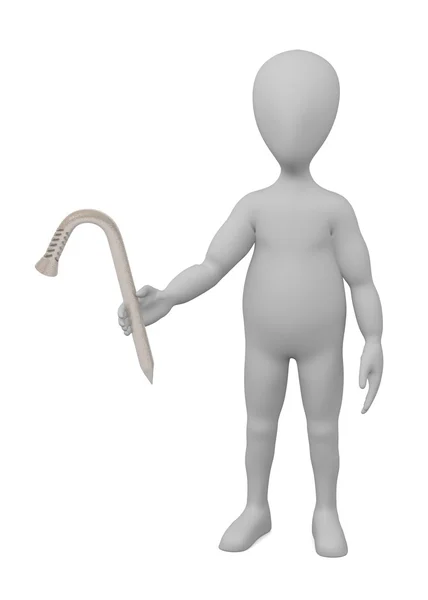 3D визуализация персонажа мультфильма с изогнутым ногтем — стоковое фото