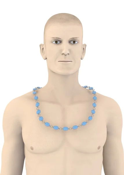 3D render van kunstmatige karakter met ketting — Stockfoto