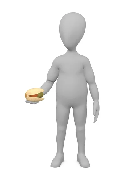 3D візуалізація мультиплікаційного персонажа з горіхом - фісташковий — стокове фото