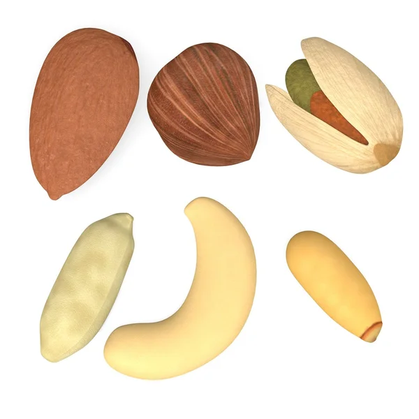3D візуалізація горіхів (природна їжа ) — стокове фото