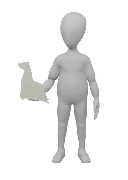 3d renderizado de personaje de dibujos animados con juguete de papel —  Fotos de Stock