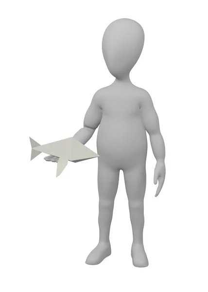 3d renderizado de personaje de dibujos animados con juguete de papel — Foto de Stock