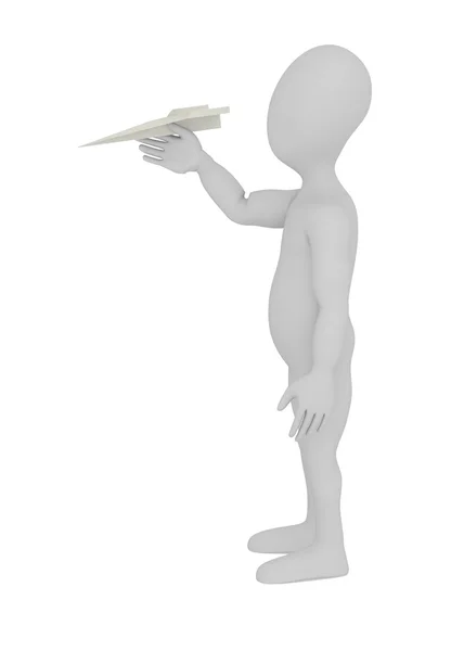 3D візуалізація мультиплікаційного персонажа з паперовою іграшкою — стокове фото