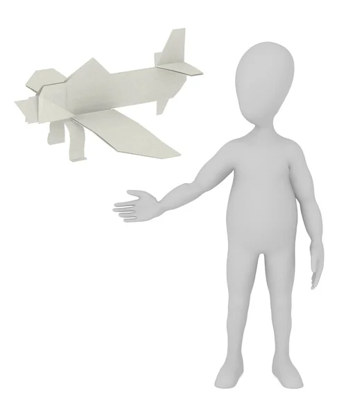 3D vykreslení kreslené postavičky s papírovou hračku — Stock fotografie