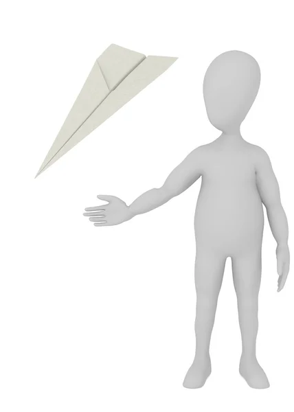 3d renderizado de personaje de dibujos animados con juguete de papel —  Fotos de Stock