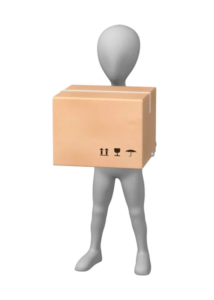 3d renderizado de personaje de dibujos animados con paquete — Foto de Stock