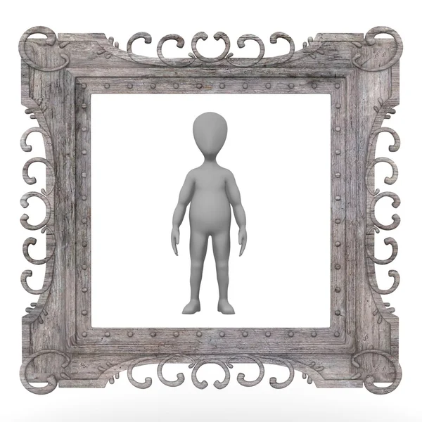 3d render of cartoon character in frame — Stock Photo, Image