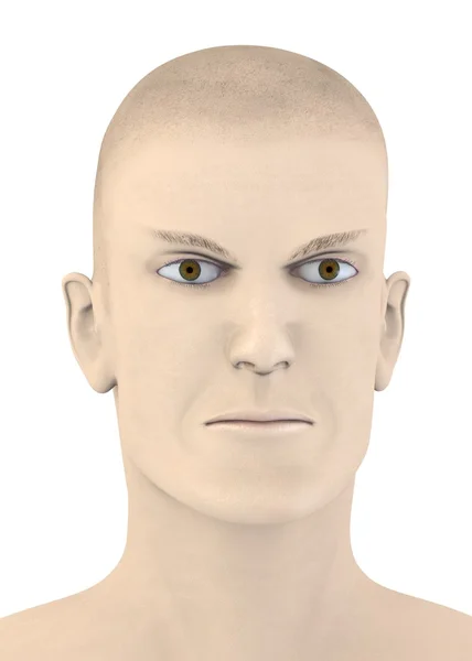 3d renderowanie sztucznej twarzy mala - zły — Zdjęcie stockowe