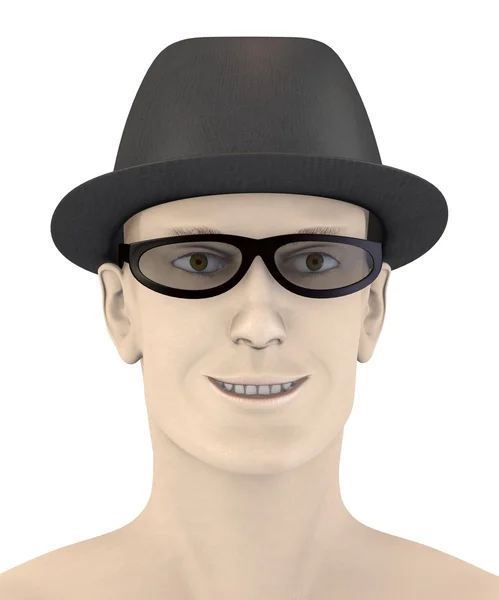 3d rendering di viso mala artificiale - sorriso — Foto Stock