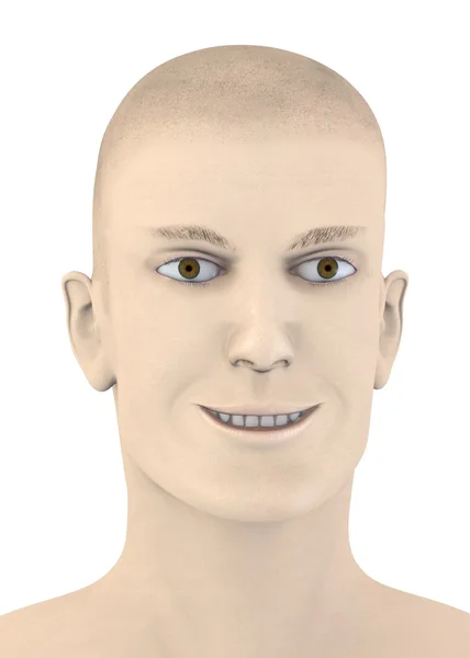 3d render of artifical mala face - smile — Stock Photo, Image