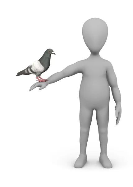 비둘기와 만화 캐릭터의 3d 렌더링 — 스톡 사진