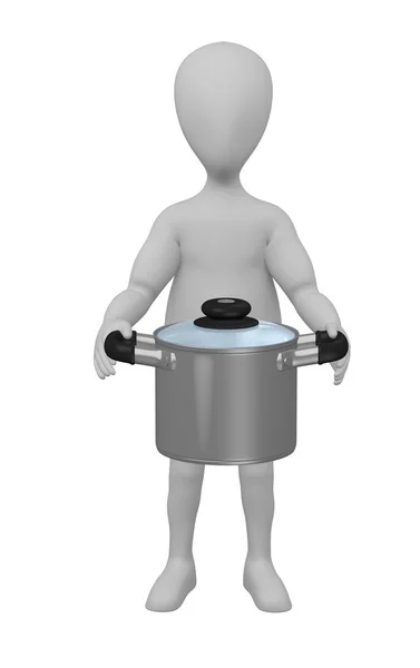 3D візуалізація мультиплікаційного персонажа з горщиком — стокове фото