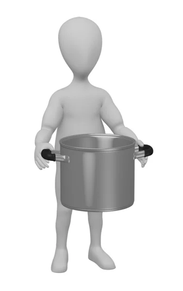 3D-Darstellung der Zeichentrickfigur mit Topf — Stockfoto
