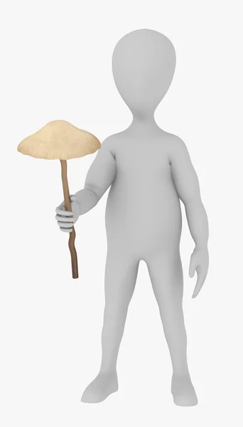3d render of cartoon character with psilocybe bohemica (magic mushroom) — Stock Photo, Image