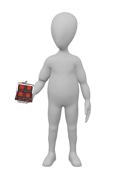 3D візуалізація мультиплікаційного персонажа з гаманцем — стокове фото