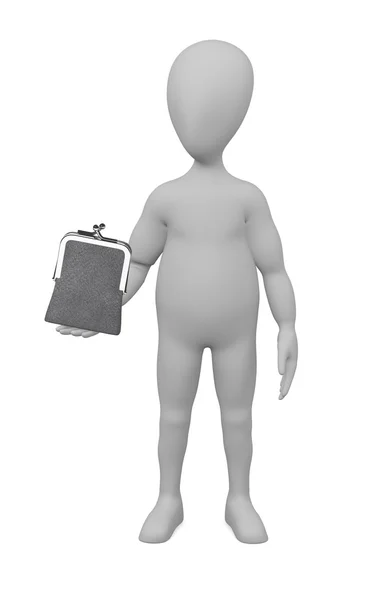 3d render of cartoon character with purse — Stock Photo, Image