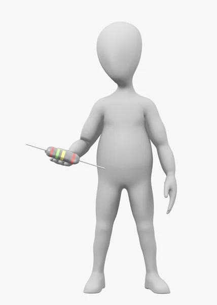 3D визуализация героя мультфильма с резистором — стоковое фото