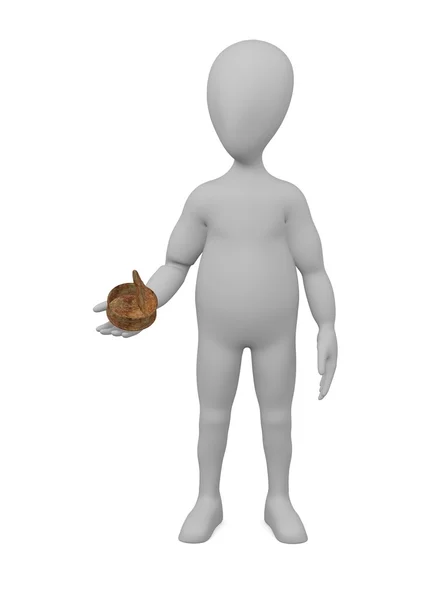 3D візуалізація мультиплікаційного персонажа з іржавою банки — стокове фото