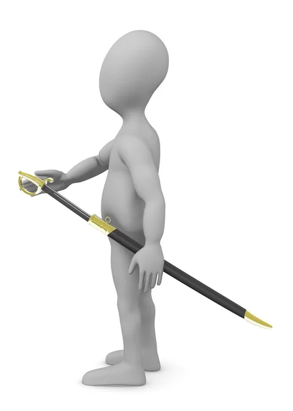 3D render av seriefiguren med sabel — Stockfoto