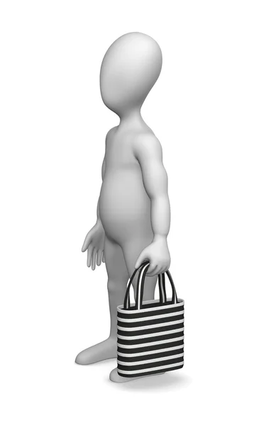 3D рендеринг персонажа мультфильма с сумкой для покупок — стоковое фото