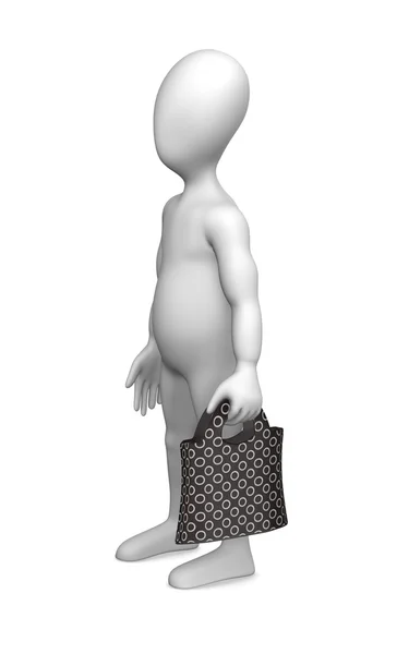 Rendering 3d del personaggio dei cartoni animati con shopping bag — Foto Stock