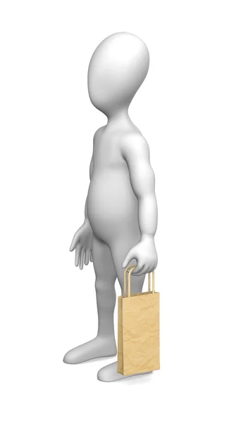 3D-Darstellung einer Cartoon-Figur mit Einkaufstasche — Stockfoto