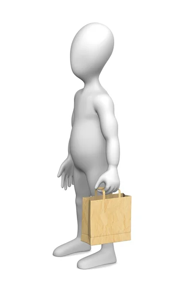3d render of cartoon character with shopping bag — Stock Photo, Image
