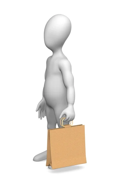 3d renderizado de personaje de dibujos animados con bolsa de compras —  Fotos de Stock