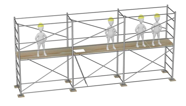 3d render of cartoon character on scaffolding — Stock Photo, Image