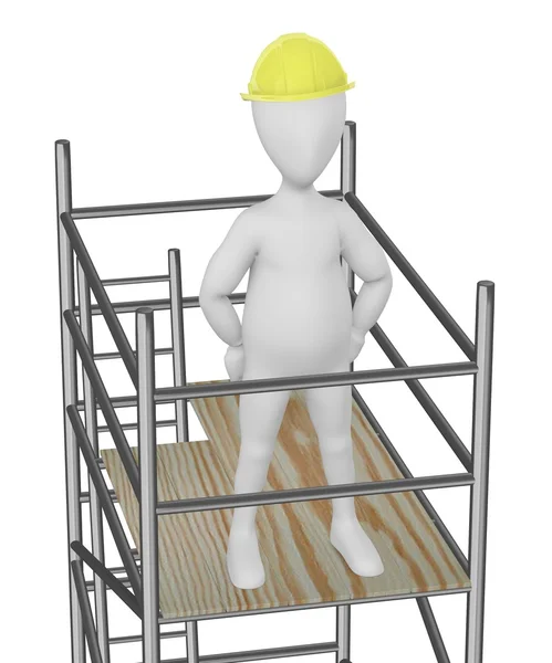 stock image 3d render of cartoon character on scaffolding