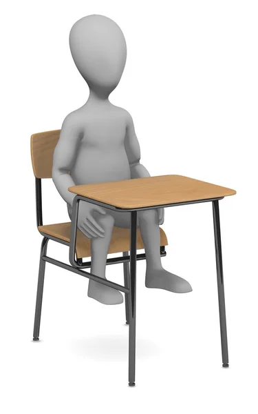 3D рендер сидящего персонажа мультфильма — стоковое фото