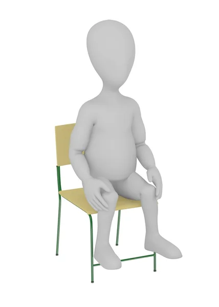 Çizgi film karakteri oturan 3D render — Stok fotoğraf