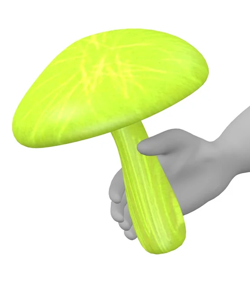 3d render of cartoon character with strange mushroom — Stock Photo, Image