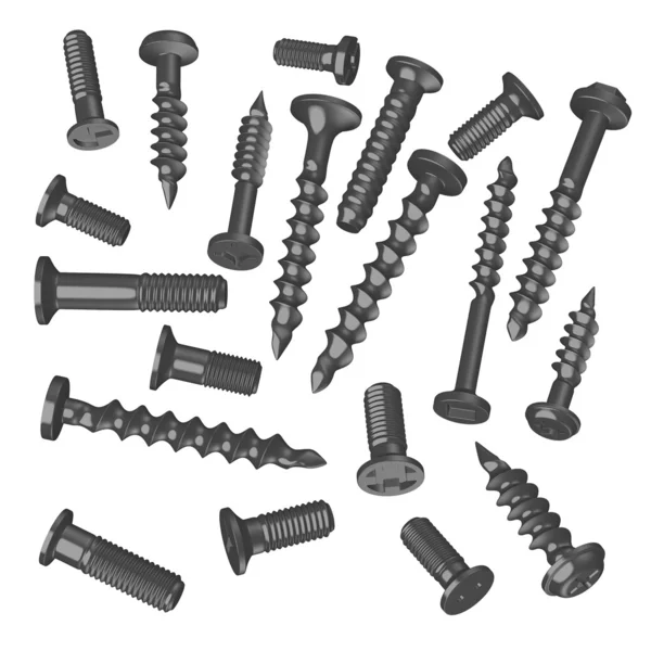 3d render of screws collection — Stock Photo, Image