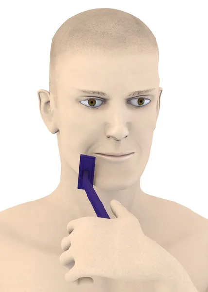 3d render of artifical male shaving — Stock Photo, Image