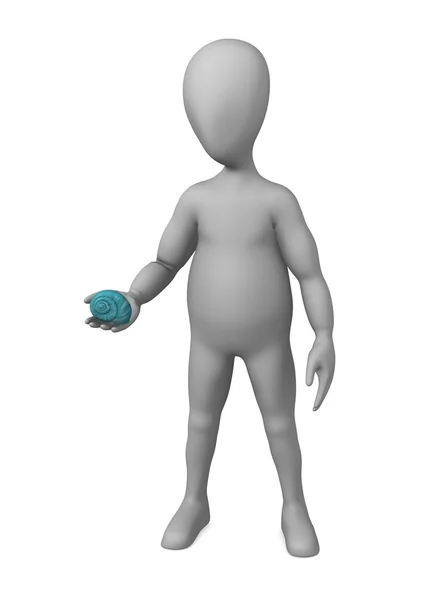 Renderização 3d de personagem de desenho animado com shell — Fotografia de Stock