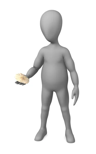3D визуализация персонажа мультфильма с оболочкой — стоковое фото