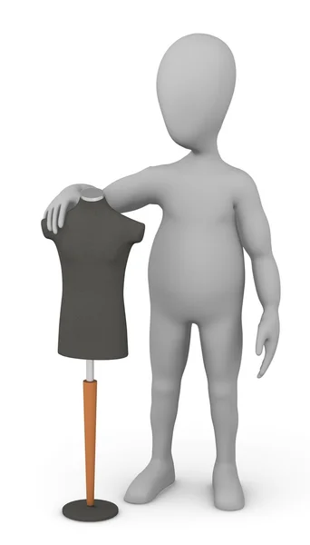 3d render of cartoon character with shop dummy — Stock Photo, Image