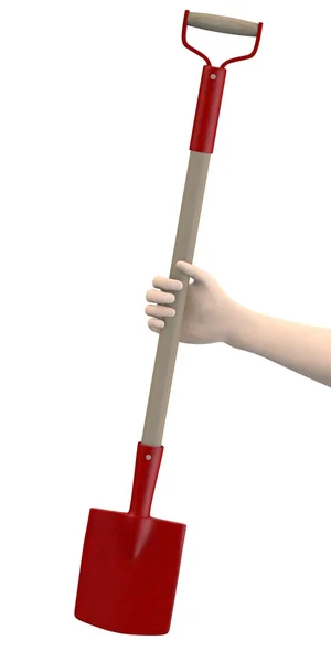 3d render of hand with shovel — Stock Photo, Image