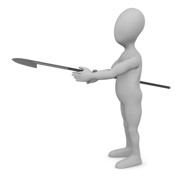 3d render of cartoon character with spear — Stock Photo, Image