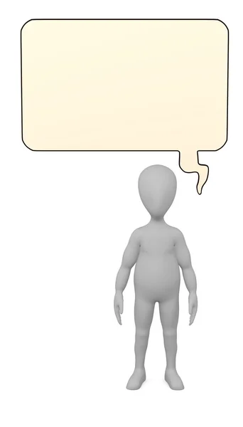3d render of cartoon character with speech bubble — Stock Photo, Image