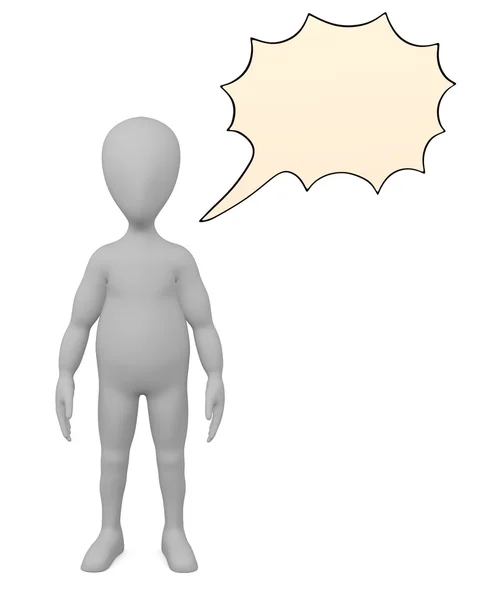 3d render of cartoon character with speech bubble — Stock Photo, Image