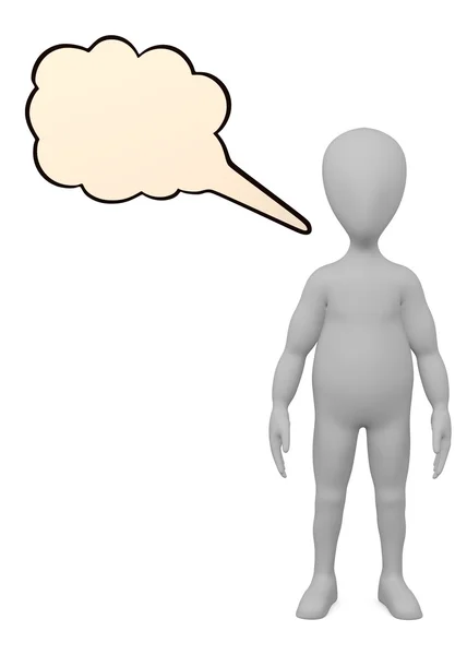 3d renderizado de personaje de dibujos animados con burbuja de habla — Foto de Stock