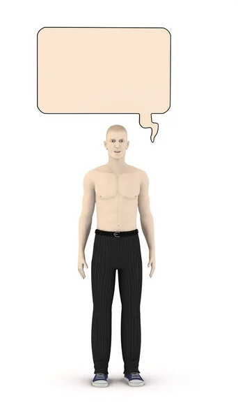 Konuşma balonu ile yapay karakteri 3D render — Stok fotoğraf