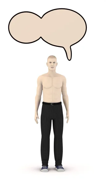 3d render of artifical character with speech bubble — Stock Photo, Image