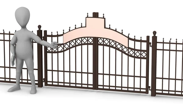 3D renderowania postać z kreskówek z bramy — Zdjęcie stockowe