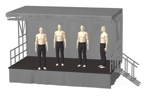 3D-Darstellung künstlicher Charaktere auf der Bühne — Stockfoto