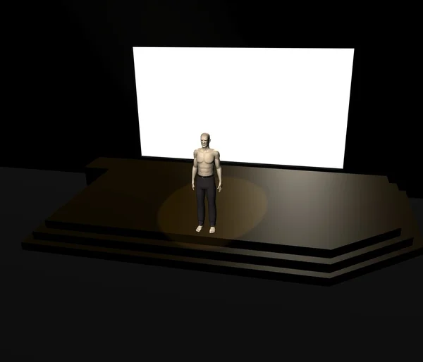 3d render of artificial character on stage — Stock Photo, Image