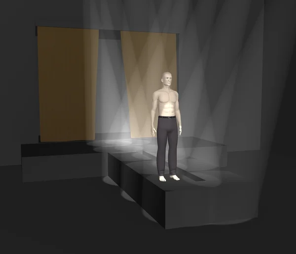 3d renderização de caráter artificial no palco — Fotografia de Stock