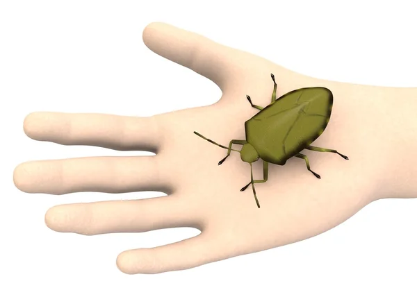 3d renderização de mão com bug picada — Fotografia de Stock